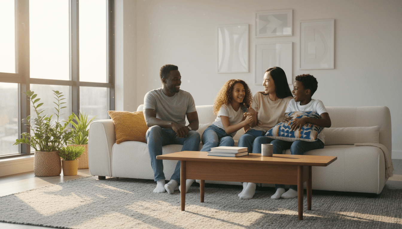 Family discussing health insurance coverage together