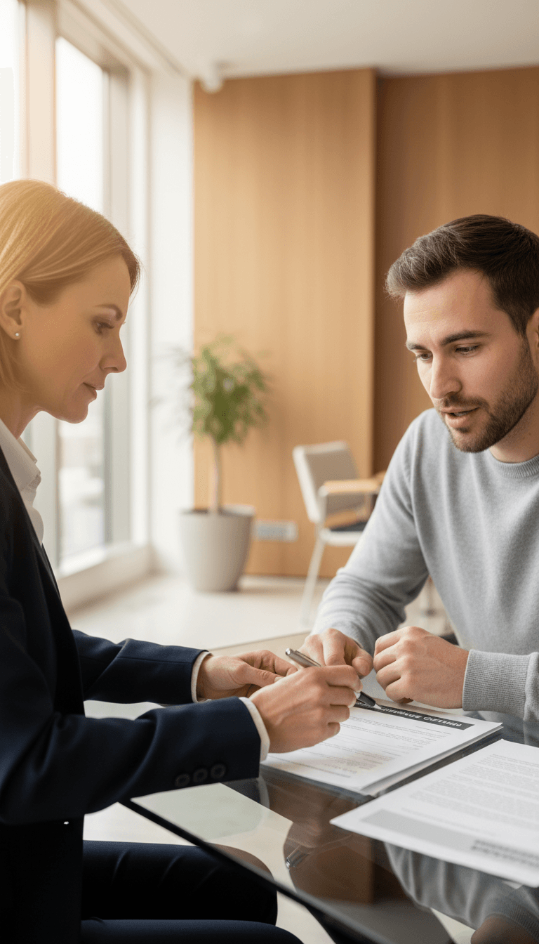 Health insurance advisor reviewing plan details with client during personal strategy session