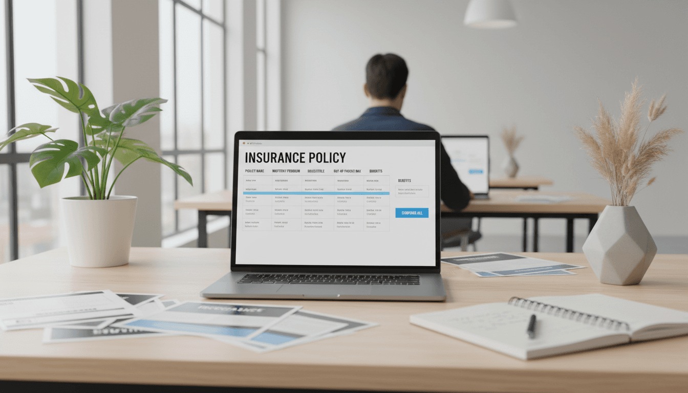 Clean modern laptop screen displaying health insurance plan comparison